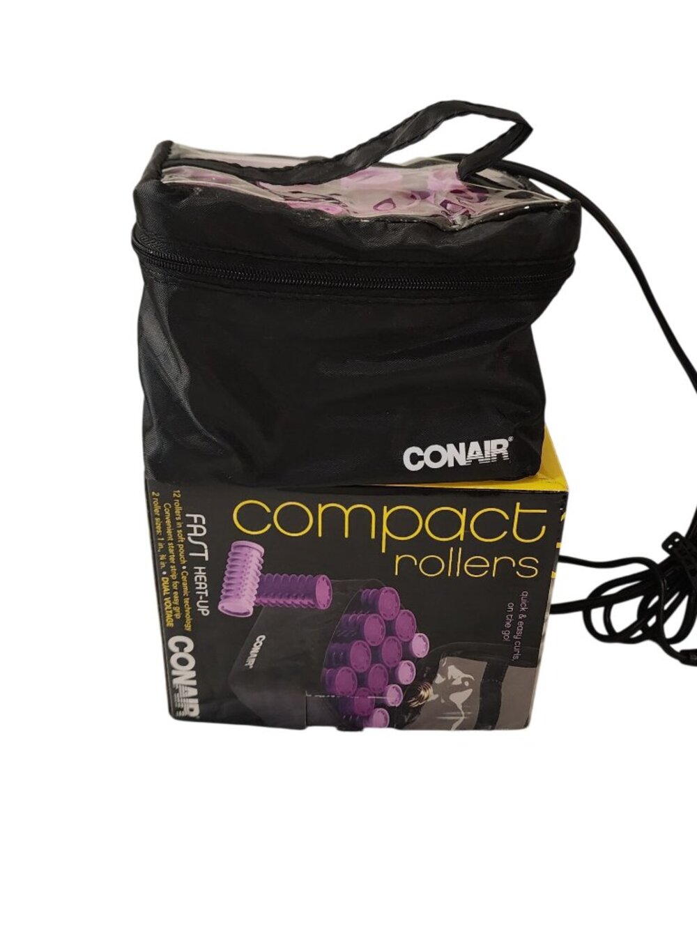Conair Instant Heat Compact Hot Rollers w/Ceramic Technology; Black Case Purple